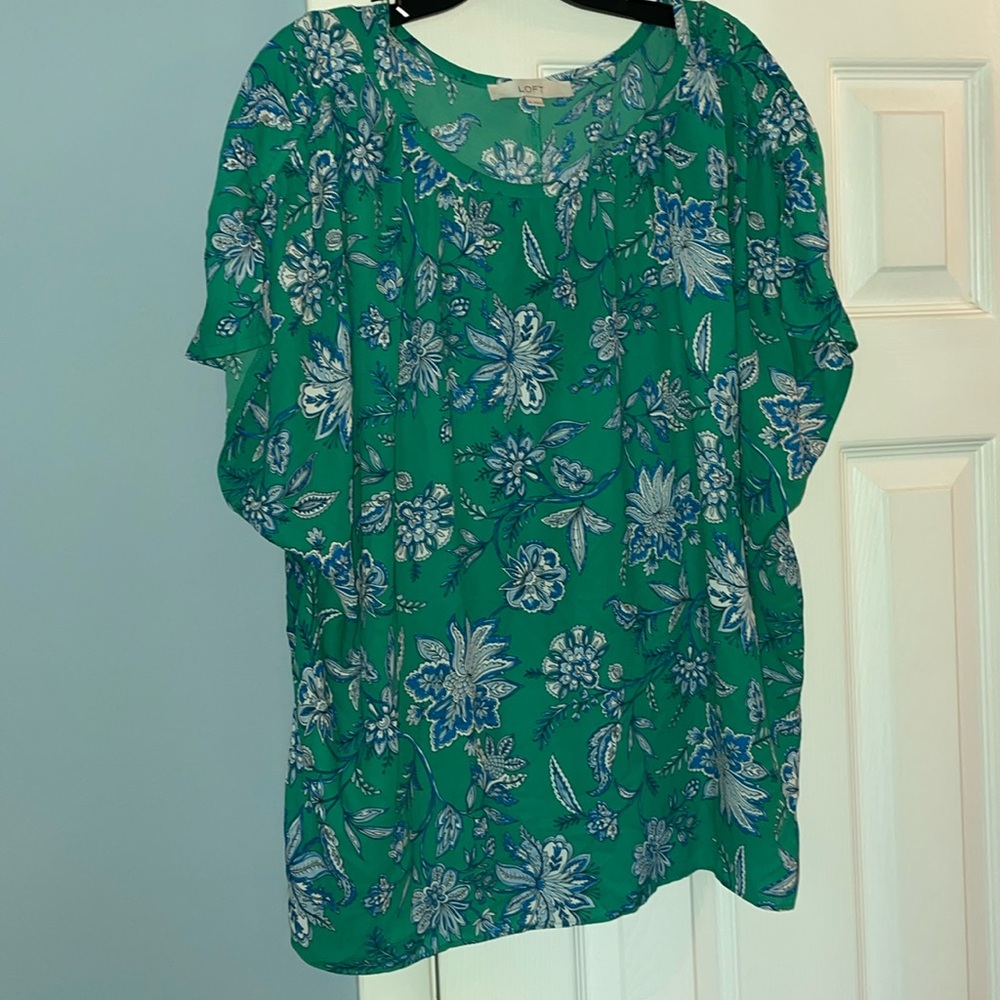 Loft blouse. Size XXL green and blue floral.